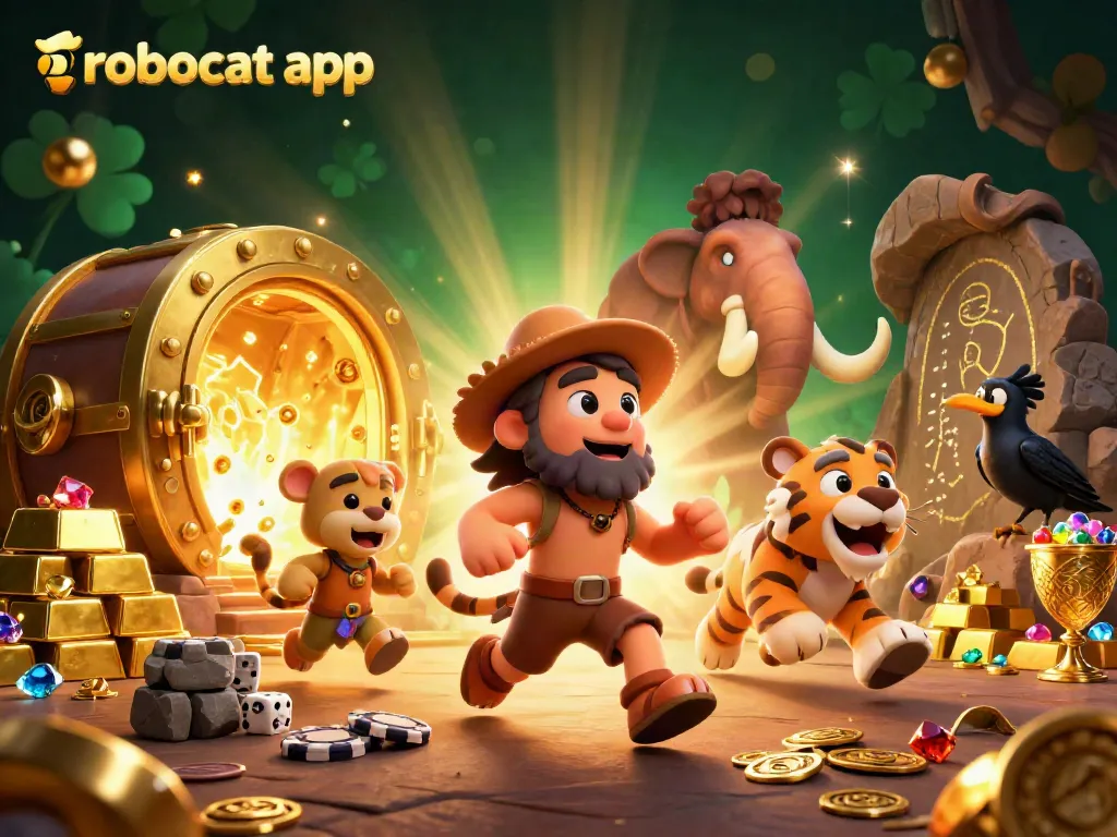 Experience thrilling gameplay with the robocat app in a vibrant prehistoric casino scene.